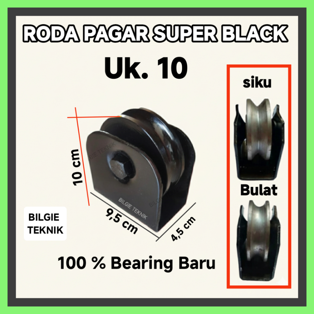 roda pagar super black besi as ukuran 10cm pintu gerbang pagar besi
