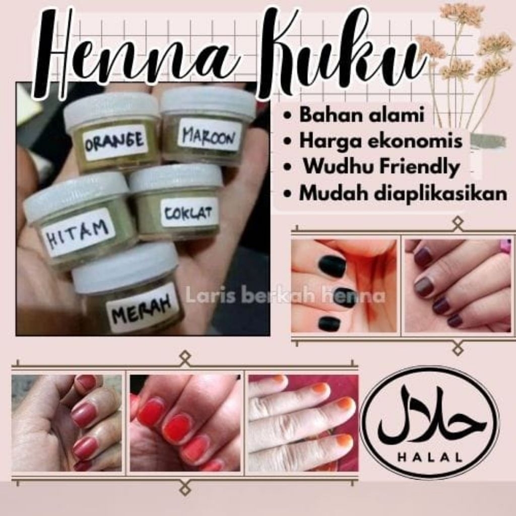Terlaris henna kuku bubuk / pacar kuku Arab bubuk /henna yaman original / kutek halal muslimah