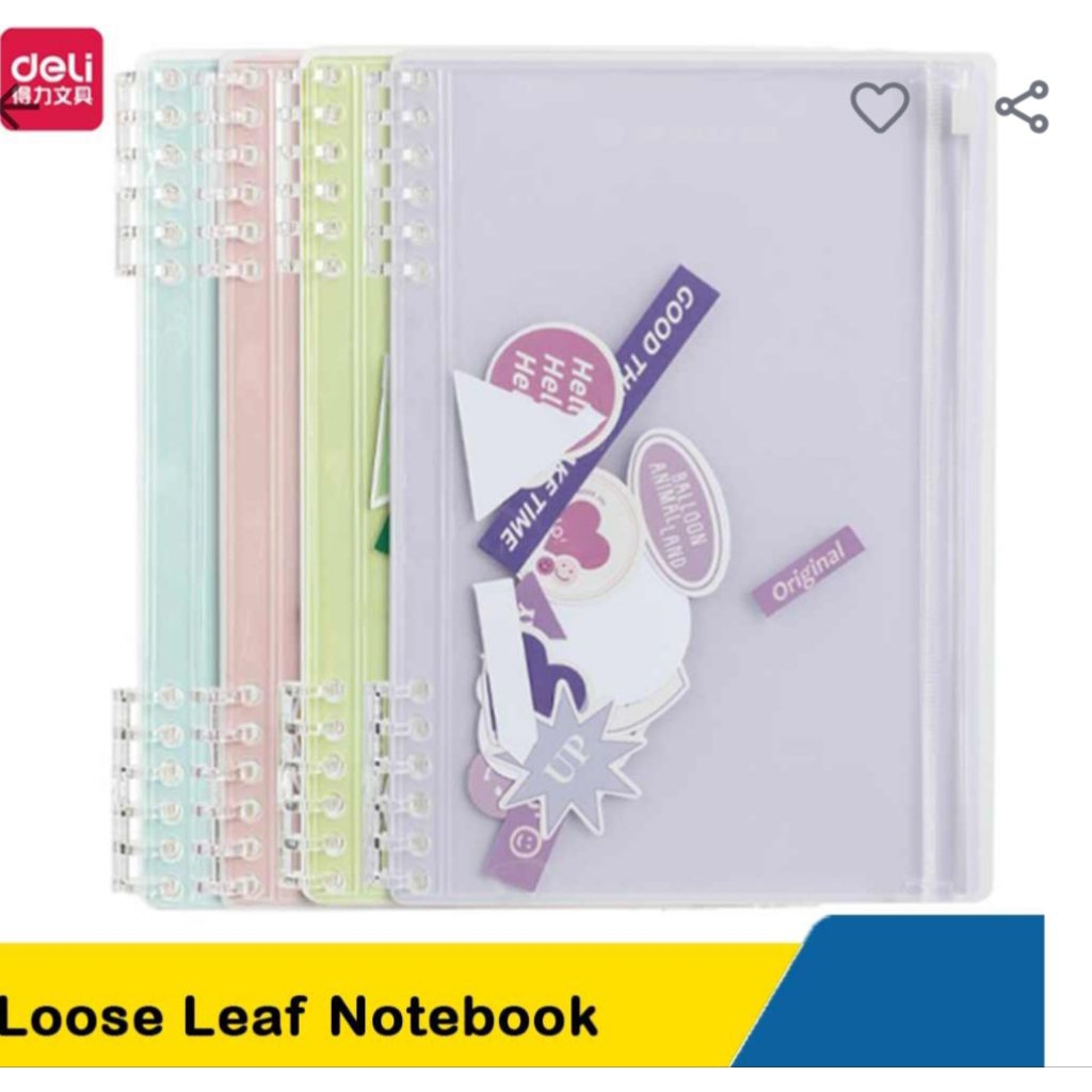 Binder Notebook Deli Loose Leaf A5 / B5 – Buku Catatan Binder Transparan Pastel Kekinian