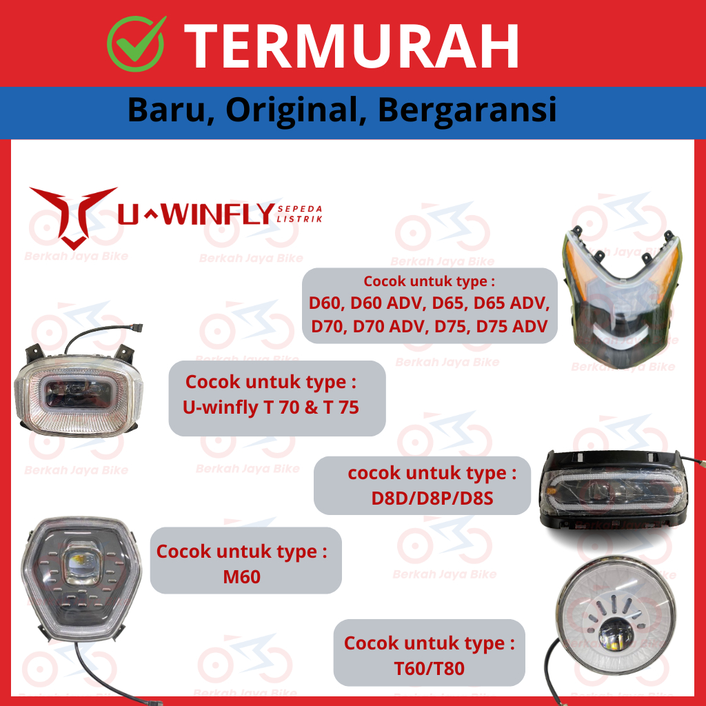 Lampu Depan / Head Lamp Sepeda Listrik UWinfly D60, D70, T70, D8D, D65, D75, D8P, T75, D8S, D60 ADV,