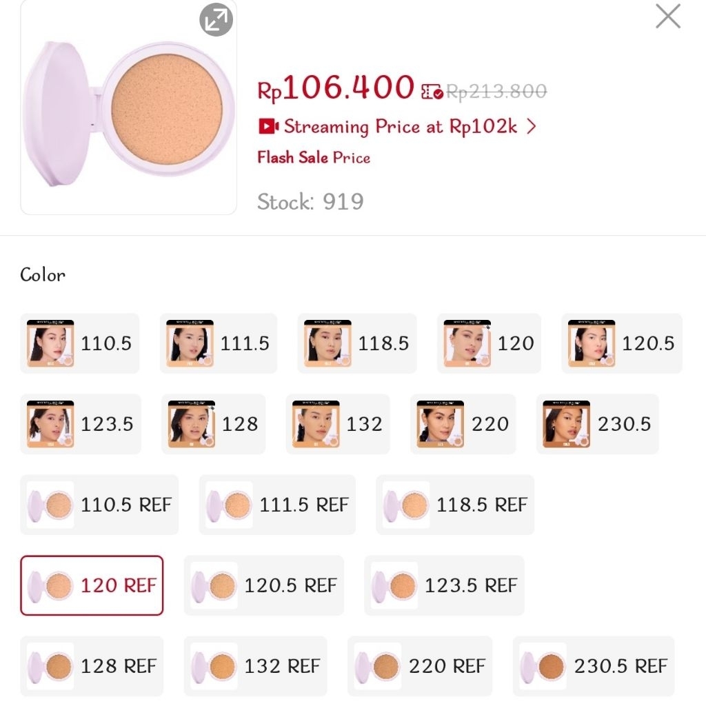 PRELOVED LIKE NEW Refill Maybelline Superstay Baby Matte Cushion Shade 120 Guele Shade Luze