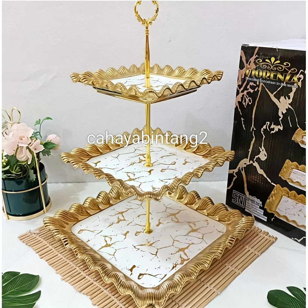 Wadah Kue Bertingkat Air Mancur Keramik Marble Fiorenza 336