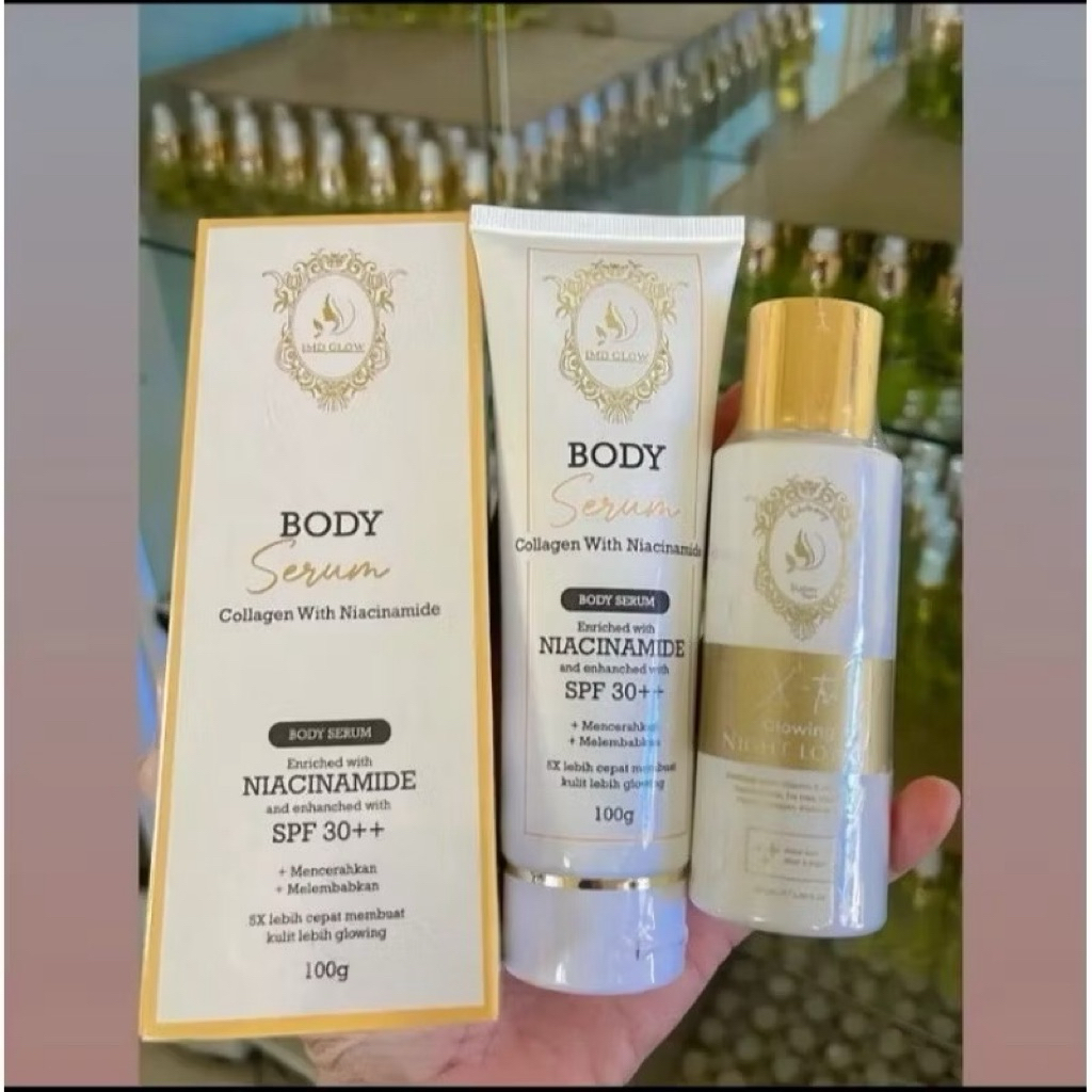HB IMD glow paket xtra glow + body serum spf 30++ hb dosting pemutih badan