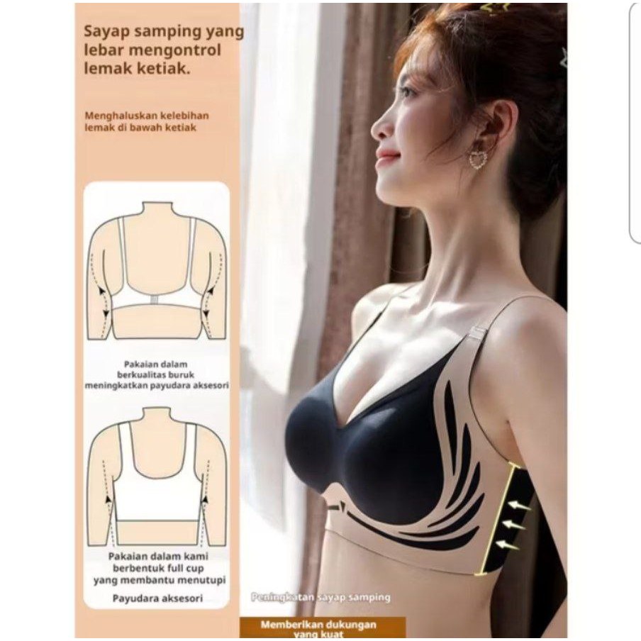 Bra Push-up Anti-kendur Pakaian Dalam Penyangga Lembut Payudara Kecil Cup Olahraga BH Pull-Up Wanita