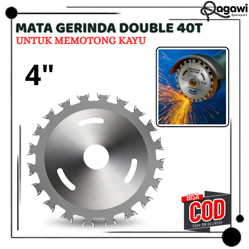 Mata Gerinda 40T Double Sisi Potong Kayu /Mata Gergaji Circular Saw 4 Inchi Double Potong Kayu