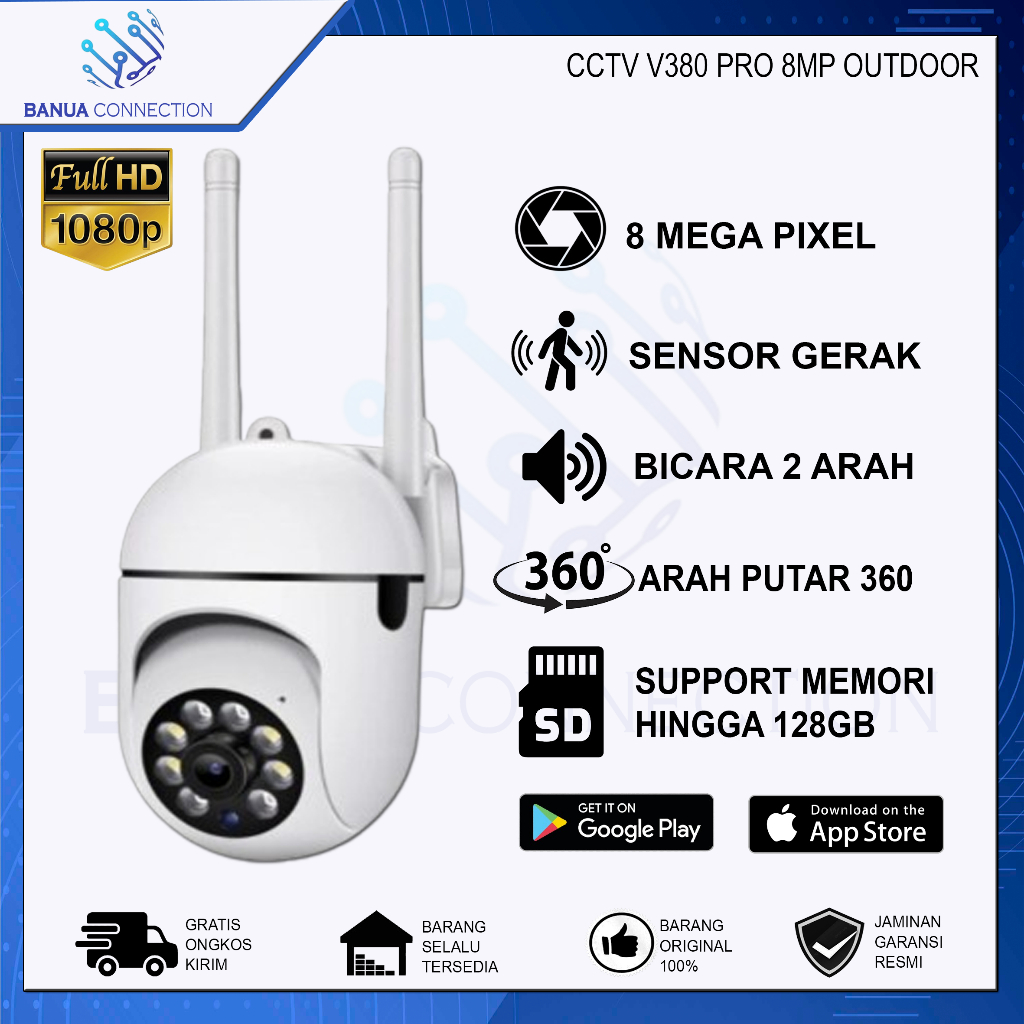 CCTV V380 PRO 8MP 1080P OUTDOOR - KONTROL JARAK JAUH