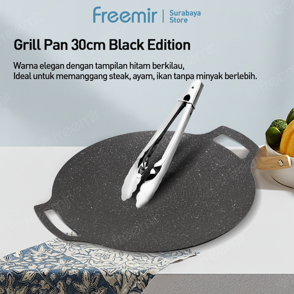 [Surabaya] freemir Grill Pan Panggangan Awet Bahan Batu Medis Anti Lengket Korean BBQ Multifungsi
