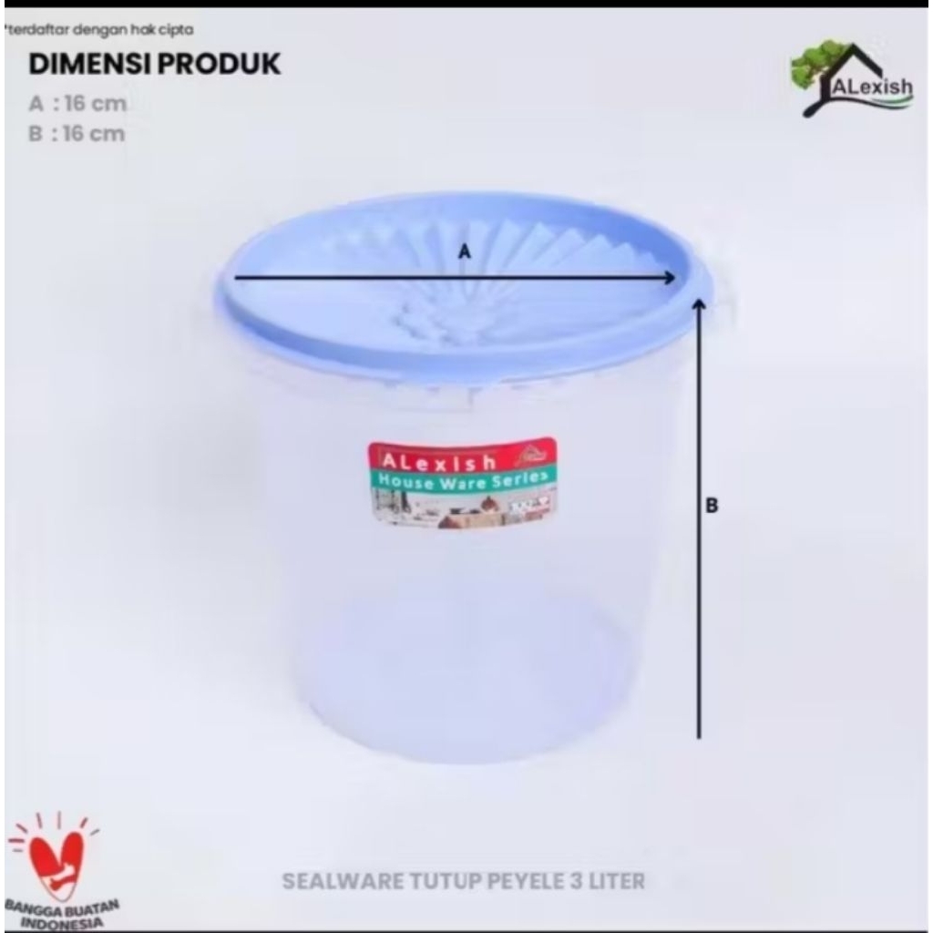 toples alexish 3 liter/toples peyele/toples peyek/toples krupuk/toples plastik