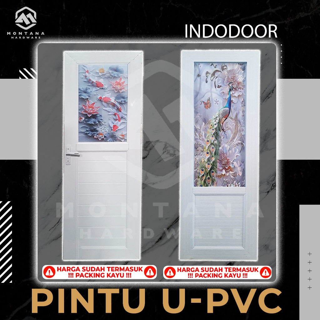 Pintu Kamar Mandi UPVC / Pintu Kamar / Pintu Rumah / Pintu Kaca UPVC Kaca INDODOOR Ukuran Standard 7