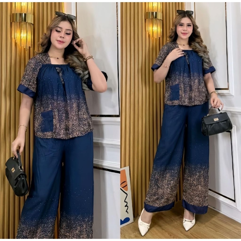 Setelan Fuji Kerut Dada Bahan Rayon Premium Adem