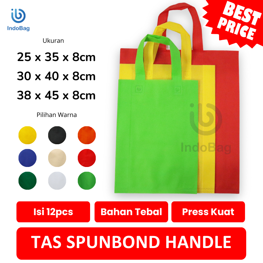IndoBag - TAS SPUNBOND HANDLE LUSINAN TAS SPUNBOND 25X35  30X40 38X45 / TAS SPUNBOND BANYAK WARNA