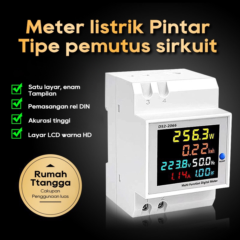 [ready]D52-2066 Din Rail AC monitor 6IN1 Display Smart Meter 110V 220V 380V 100A Voltage Current Pow