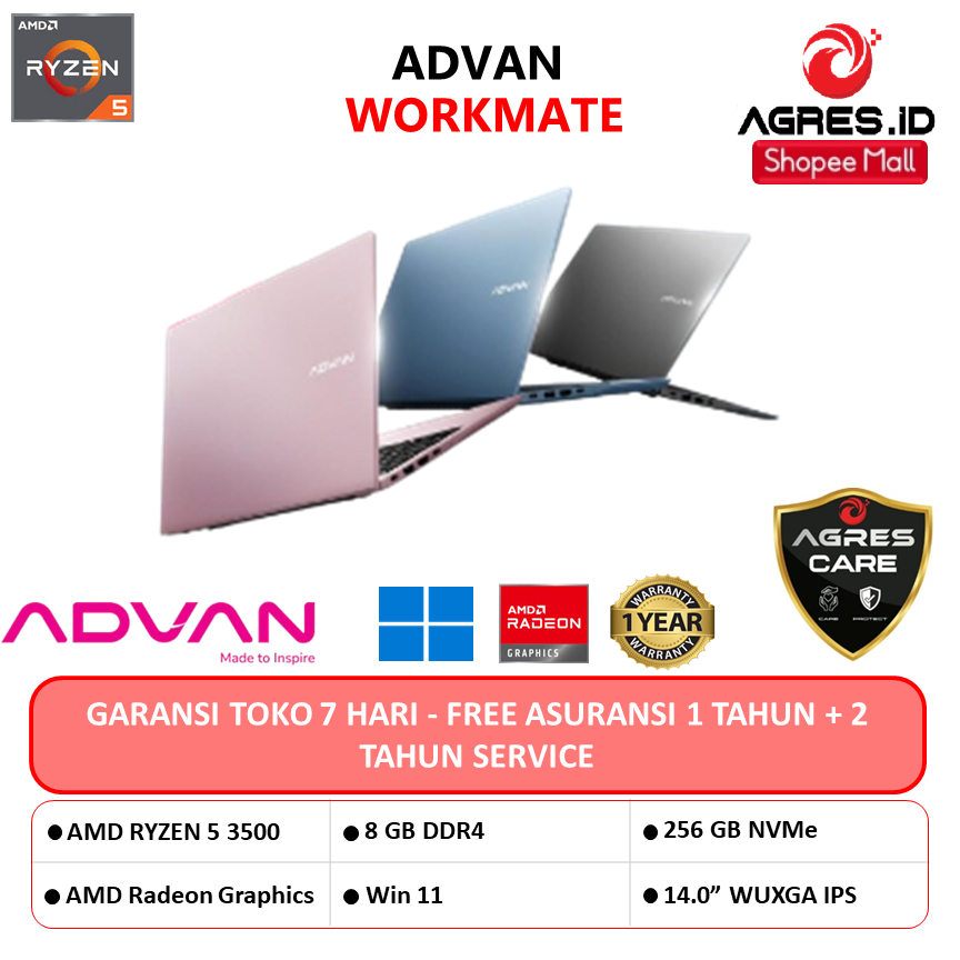ADVAN WORKMATE RYZEN 5 3500 8GB 256GB W11 14.0WUXGA IPS