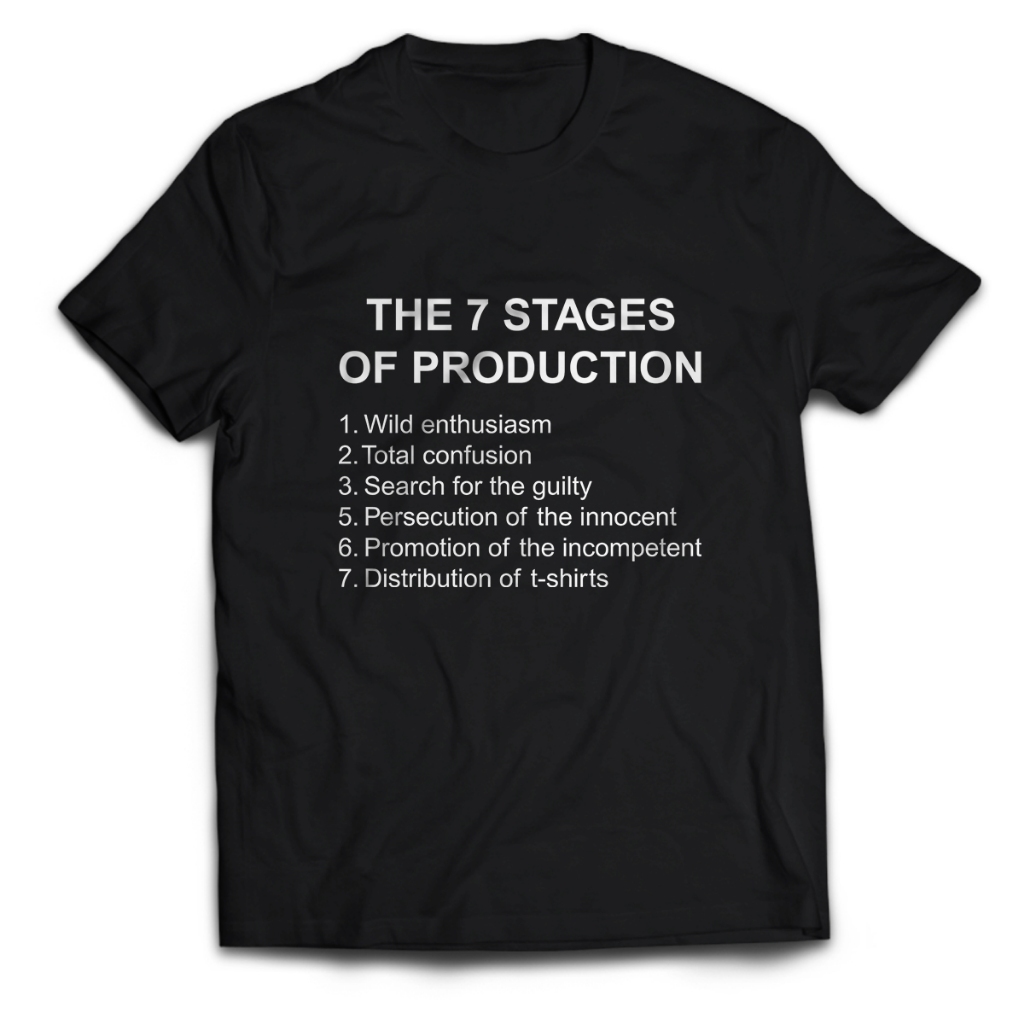 Kaos Pria Film Maker THE 7 STAGES OF PRODUCTION Dewasa Baju Atasan Unisex PakeKaos