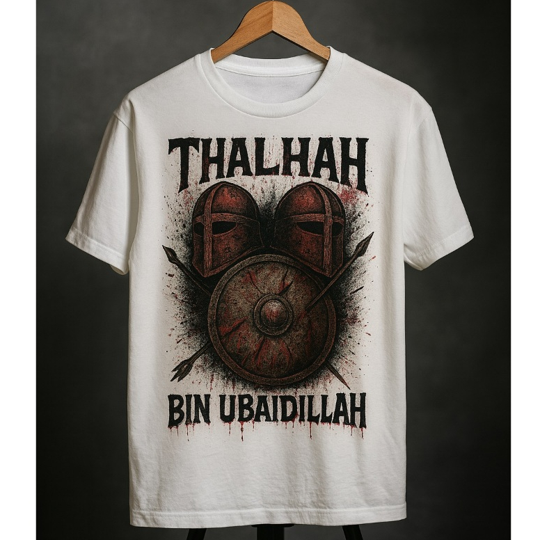JPCALIPH Kaos Dakwah Tokoh Islam Thalhah bin Ubaidillah Putih