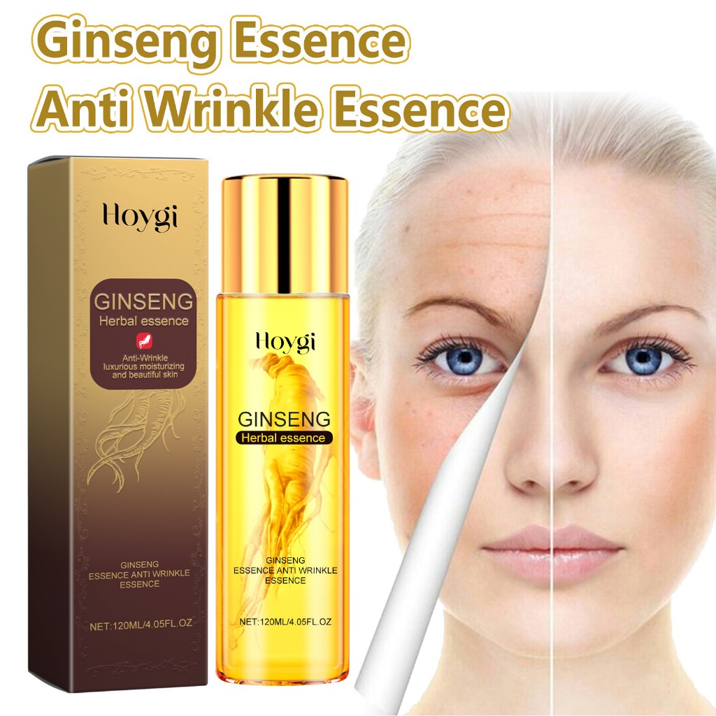 Hoygi Esensi Anti-Kerut Peptida Ginseng 120ml Esensi Wajah Ginseng Esensi Peptida Emas Ginseng Esens