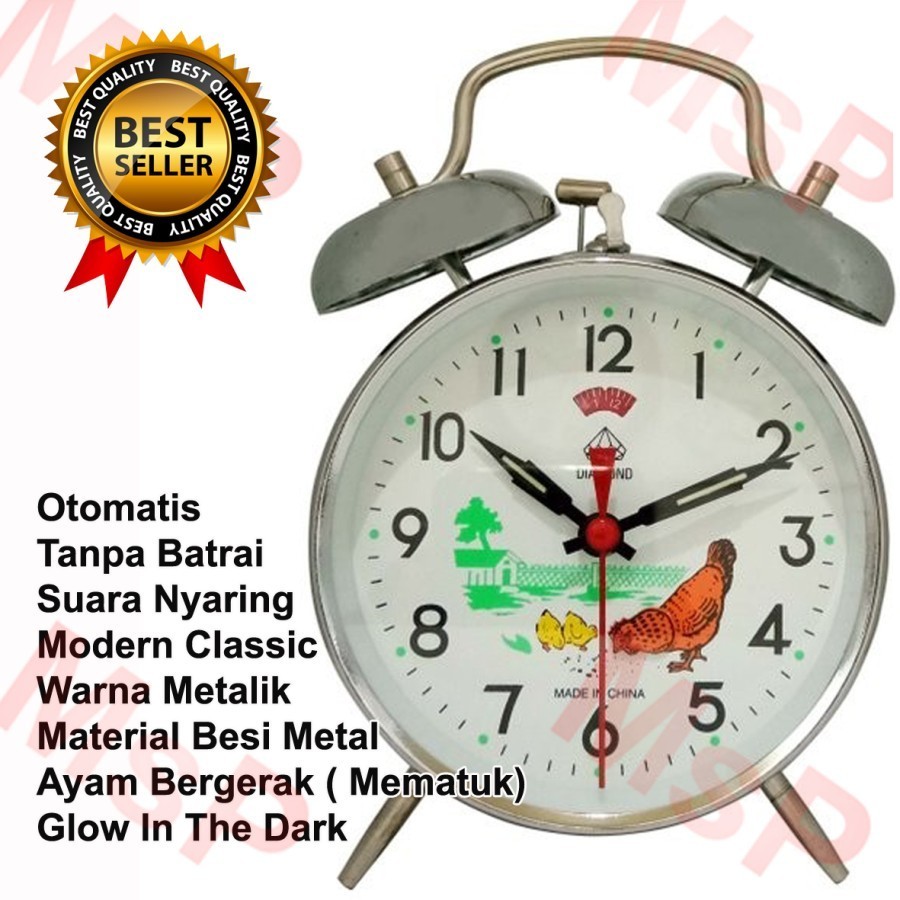 JAM WEKER ESA GAMBAR AYAM KRING ALARM - JAM BEKER TANPA BATERAI SUARA NYARING