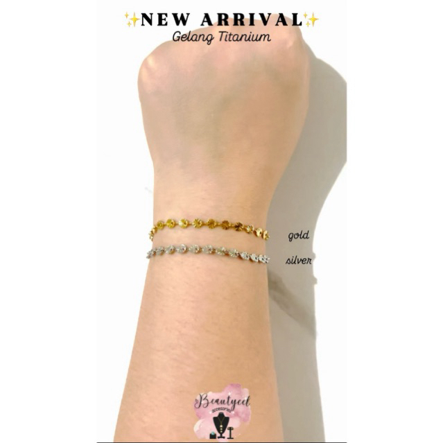 Gelang titanium sisik naga glowing gold silver