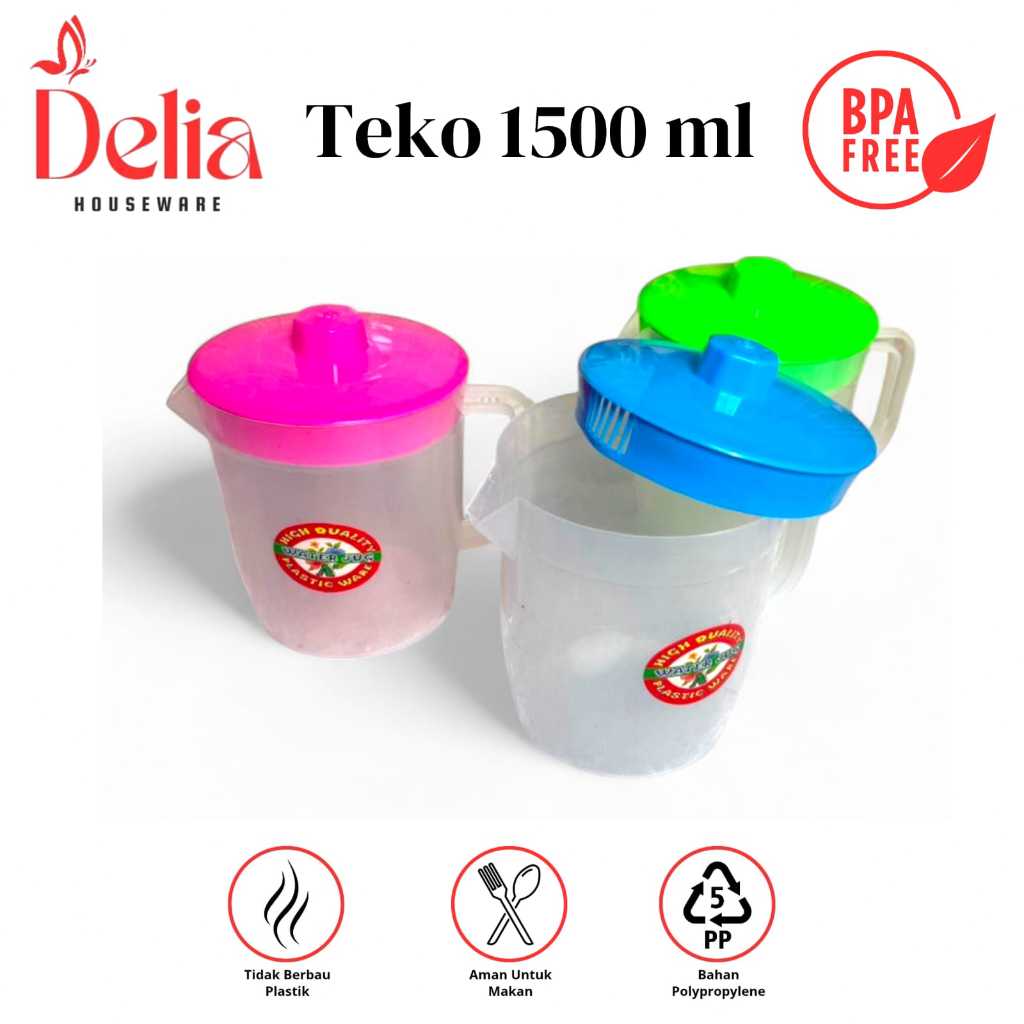 TEKO 1500 ML - ESKAN BENING/WATERJUG BAHAN PLASTIK PP5 - CERET/TEKO KOPI PLASTIK