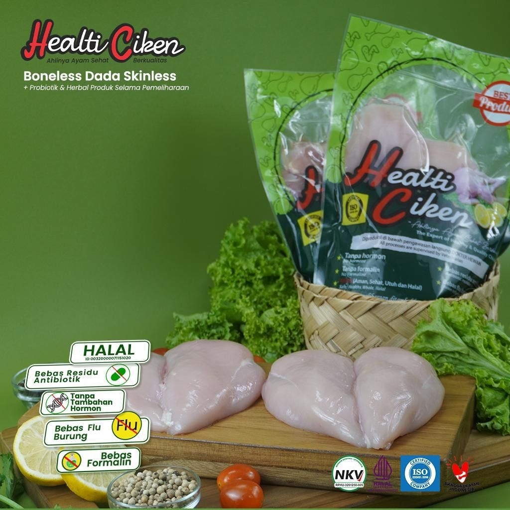 Healti Ciken Mini Pack Boneless Dada Skinless 0.4-0.5 kg, Fillet Dada Ayam Probiotik, Ayam Sehat