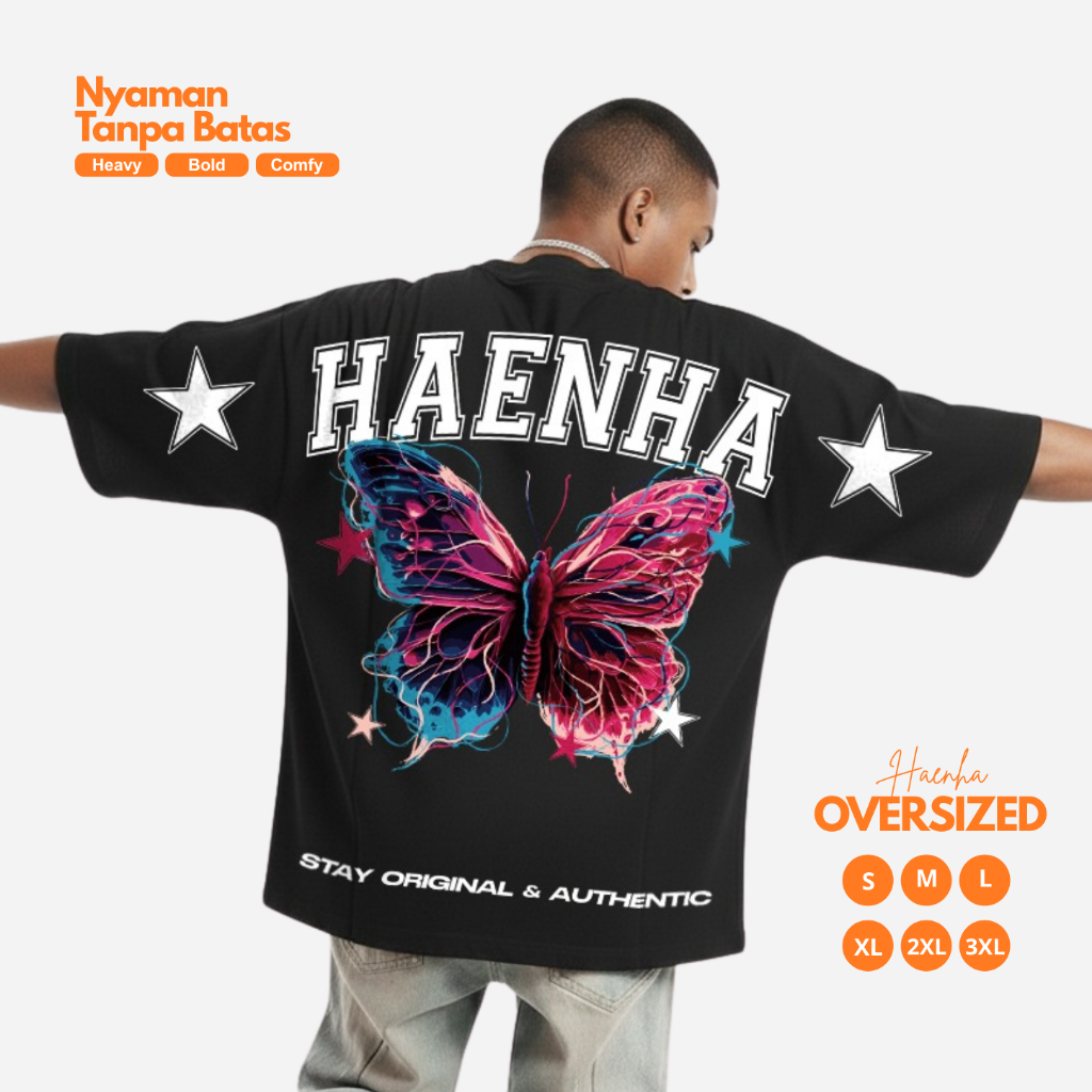 HAENHA Kaos Oversize Heavyweight Butterfly Cotton Combed 16S