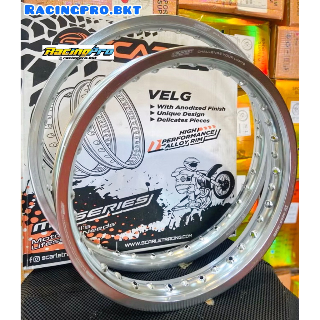 Velg Set Depan Belakang Lingkar Alumunium Scarlet 36 Hole RING 18-215 21/160 & 18-185/21-160