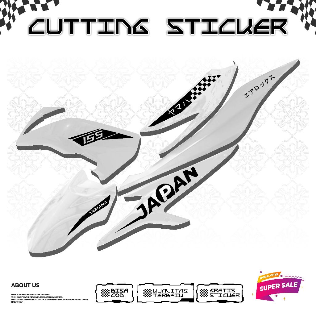 LIS CUTTING STICKER VARIASI MOTOR AEROX OLD MOTIF JAPAN LIS CUTTING