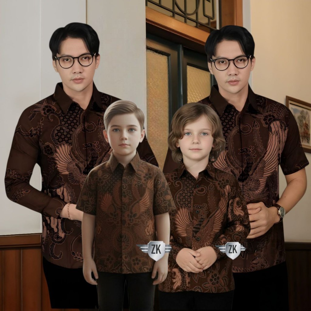 [7.7 Big Sale] TERBARU Couple sweet | Batik Kawung Biru | couple batik ayah dan Batik anak cowok BAT