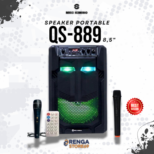 SPEAKER QS-889 BLUETOOTH PLUS MIC KARAOKE & REMOTE FULL BASS