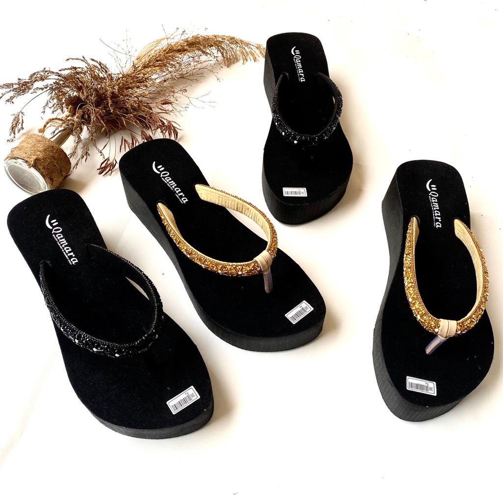 sandal jepit idung wedges wanita tinggi 5,2cm terbaru cantik elegant