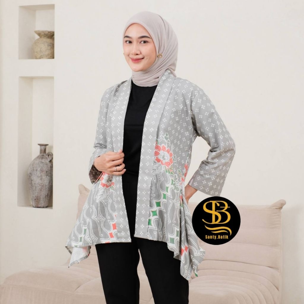 Blazer Batik Atasan WanitA Modern Blazer Kantor Elegan
