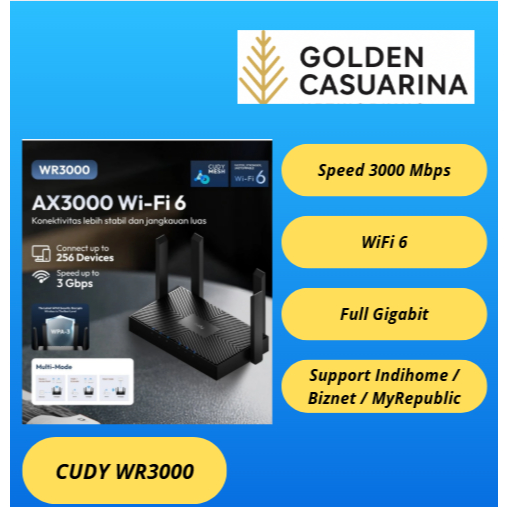 Cudy AX3000 WR3000 WiFi 6 Router • 3000Mbps • Full Gigabit • Indihome/Biznet Support
