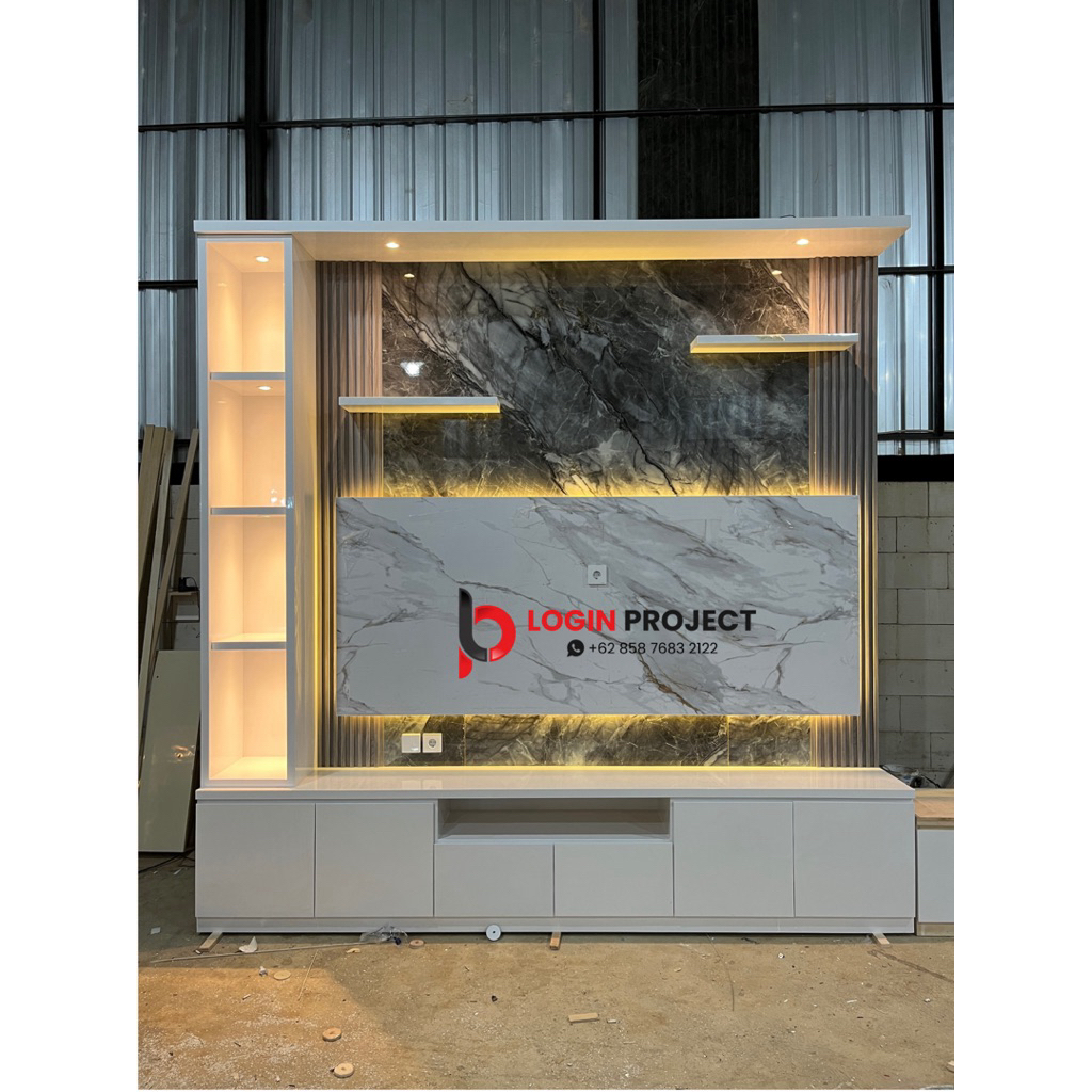 Backdrop TV Minilamis - Interior HPL - Backdrop TV HPL - Backdrop TV Custom