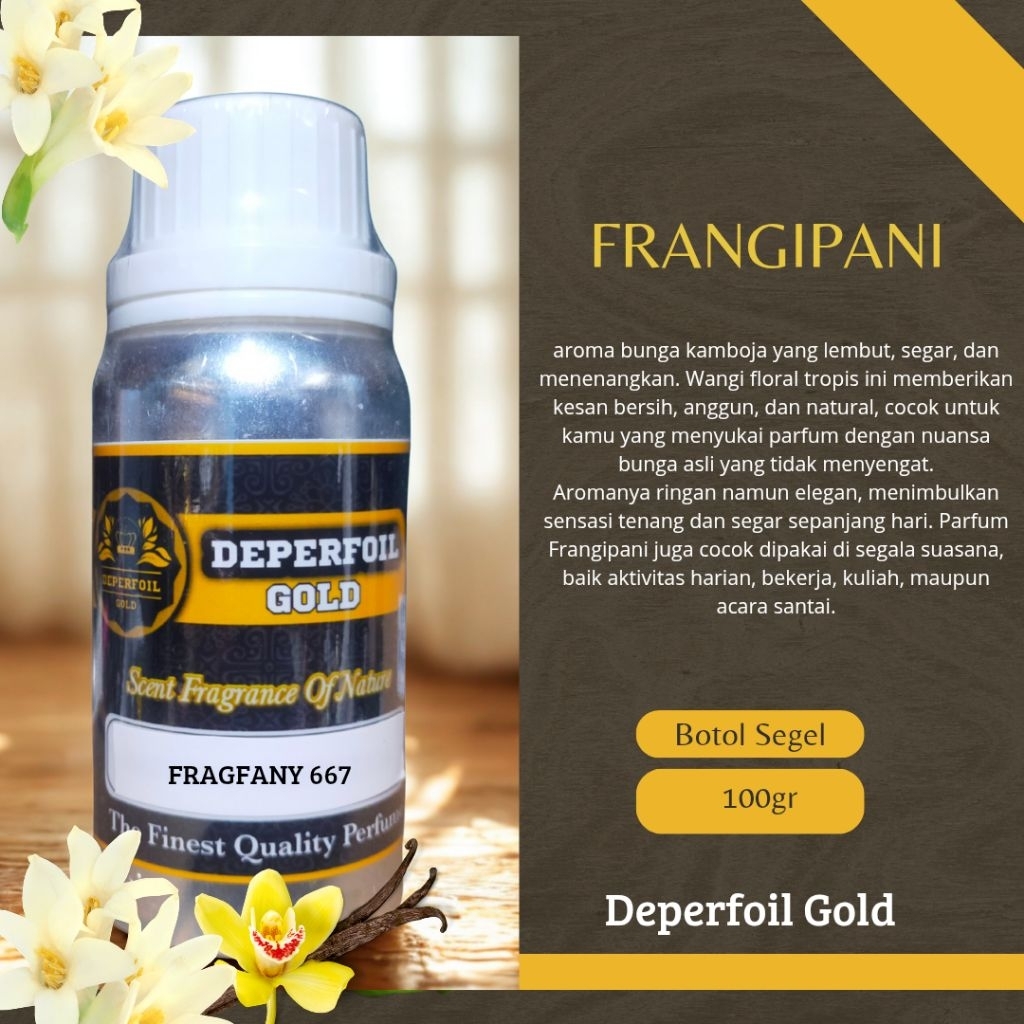 Parfum Frangipani – Aroma Bunga Kamboja Floral Fresh & Lembut | Parfum Tahan Lama | Bibit Parfum Dep