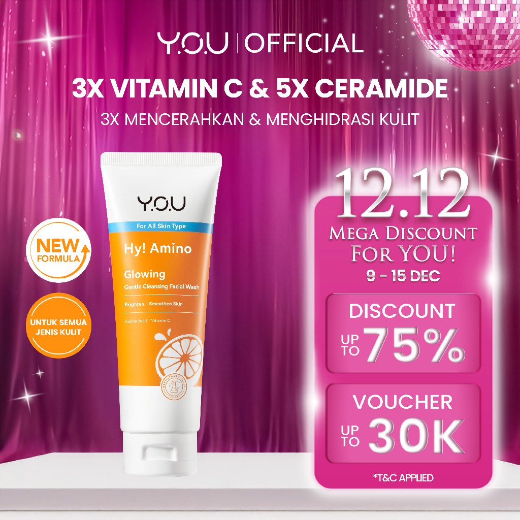 YOU Hy Amino Glo-Win Brightening Facial Wash Mencerahkan Niacinamide Glowing Skin