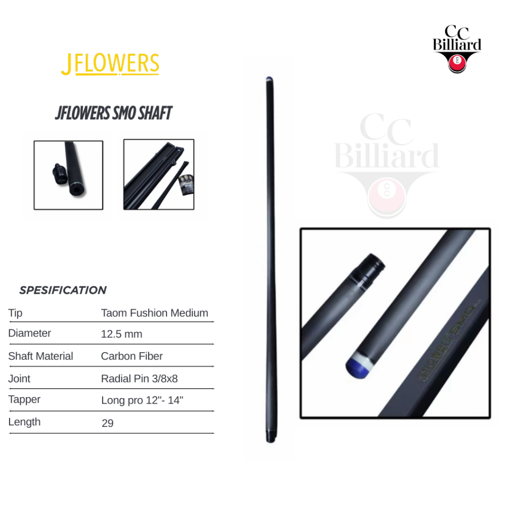 Jflowers JF SMO Shaft Carbon Fiber 12.5mm Shaft Stick Billiard