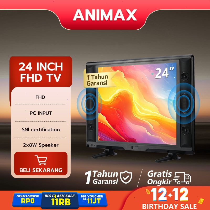 ANIMAX Digital TV Led 24 inch FHD 22/24/25 inch Televisi