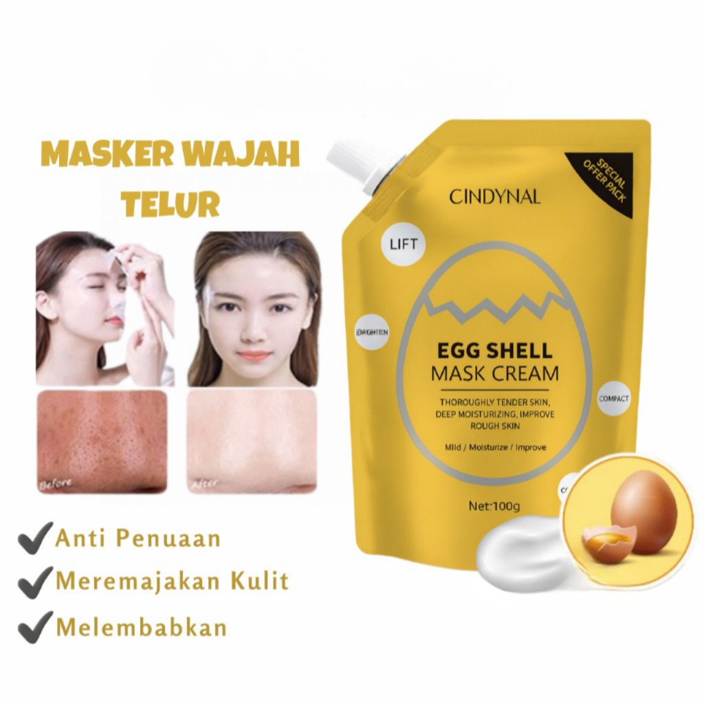 YZKMSKIN - CINDYNAL Egg Shell Mask Cream Masker Wajah Telur Anti Penuaan Anti Aging Peremajaan Kulit