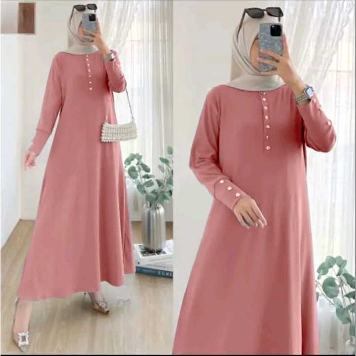 Gamis inara knit rajut casual jumbo kekinian dress wanita trendy knit rib premium gamis muslimah