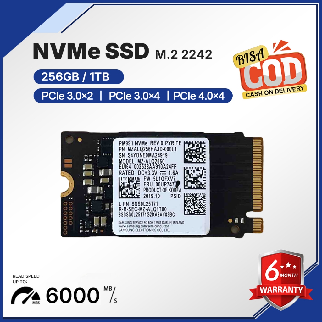 Sk / Samsung / KIOXIA / WD SSD NVMe & M.2 2242 256GB / 1TB PCIe 3.0 / 4.0 Peningkatan Kecepatan Peny