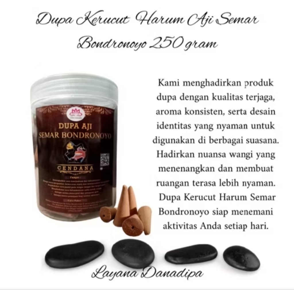 Dupa Kerucut Harum Aji Semar Bondronoyo Aroma Cendana 250 gram