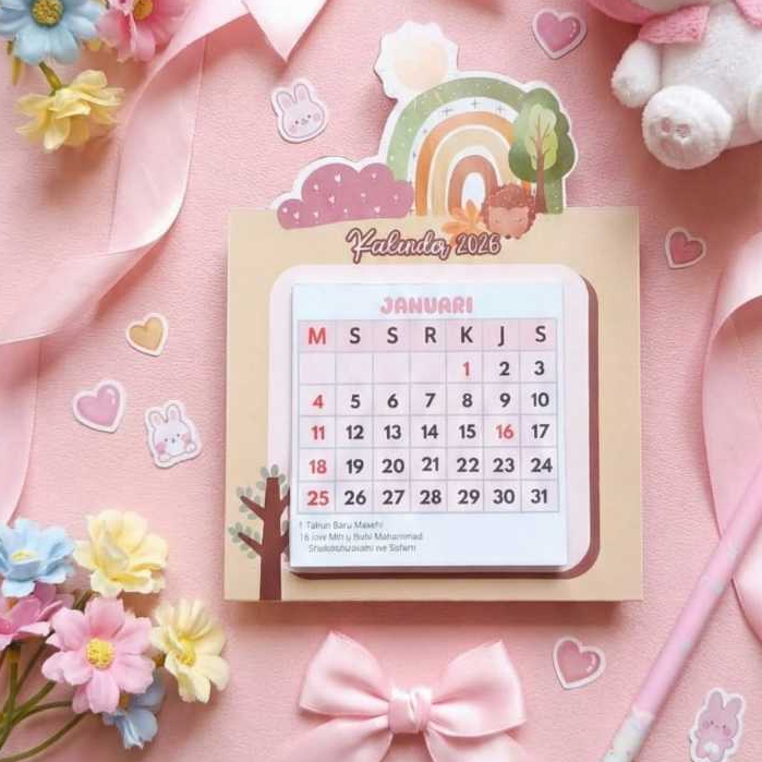 Hadiah Kalender Meja Mini Desain Custom Souvenir Unik Lucu Kado Tahun Baruan