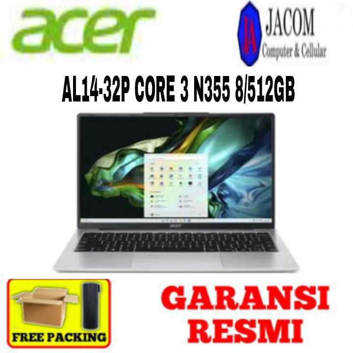 LAPTOP ACER AL14-32P CORE 3 N355 8/512GB BLUE GARANSI RESMI