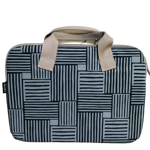 JUAL TAS LAPTOP 14 INCH KAIN KANVAS MOTIF GARIS