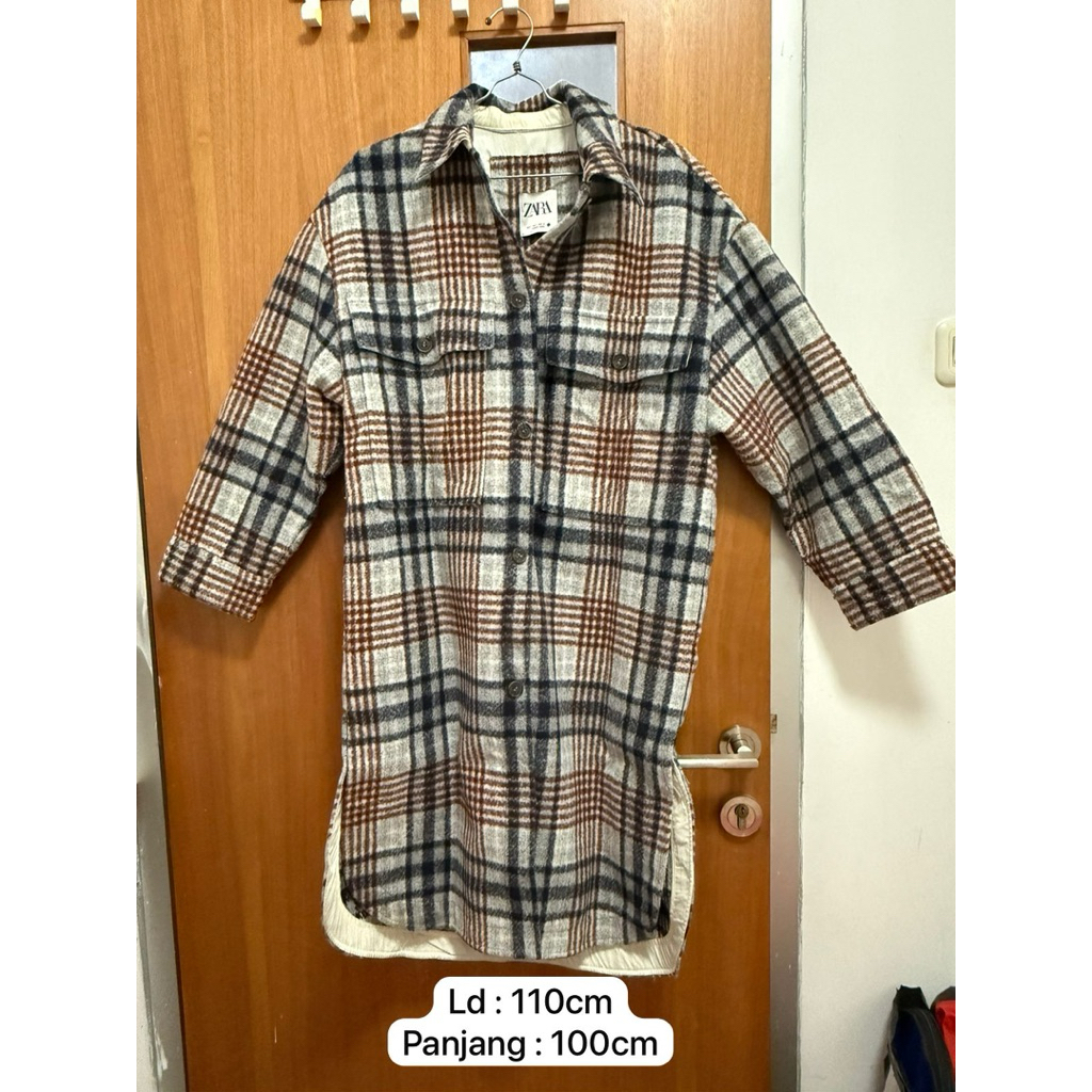 PREMIUM JACKET COAT MANTEL TEBAL TARTAN ZARA