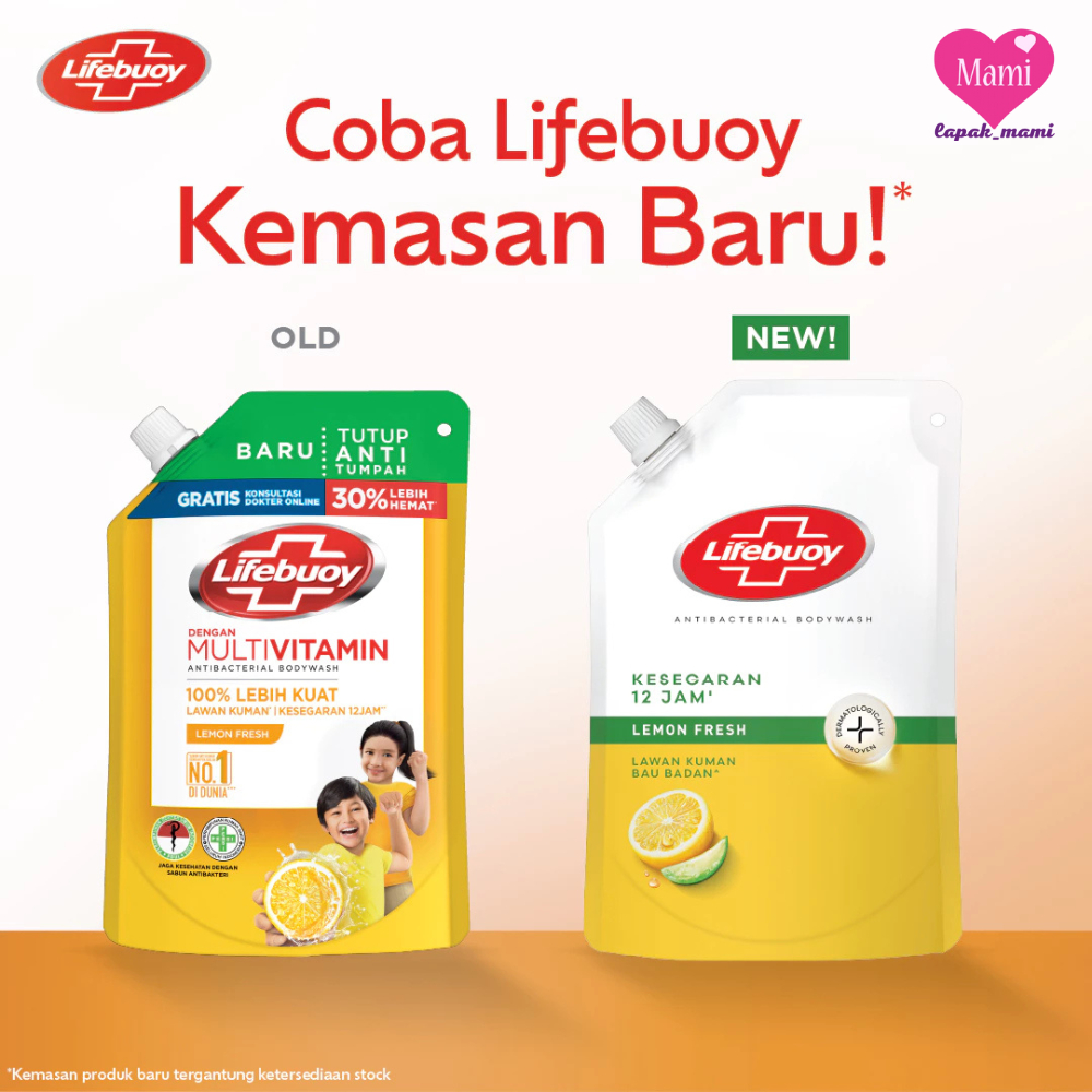 Lifebuoy Antibacterial Bodywash Lemon Fresh Refill 800ml / Sabun Mandi Cair Lifeboy Kuning