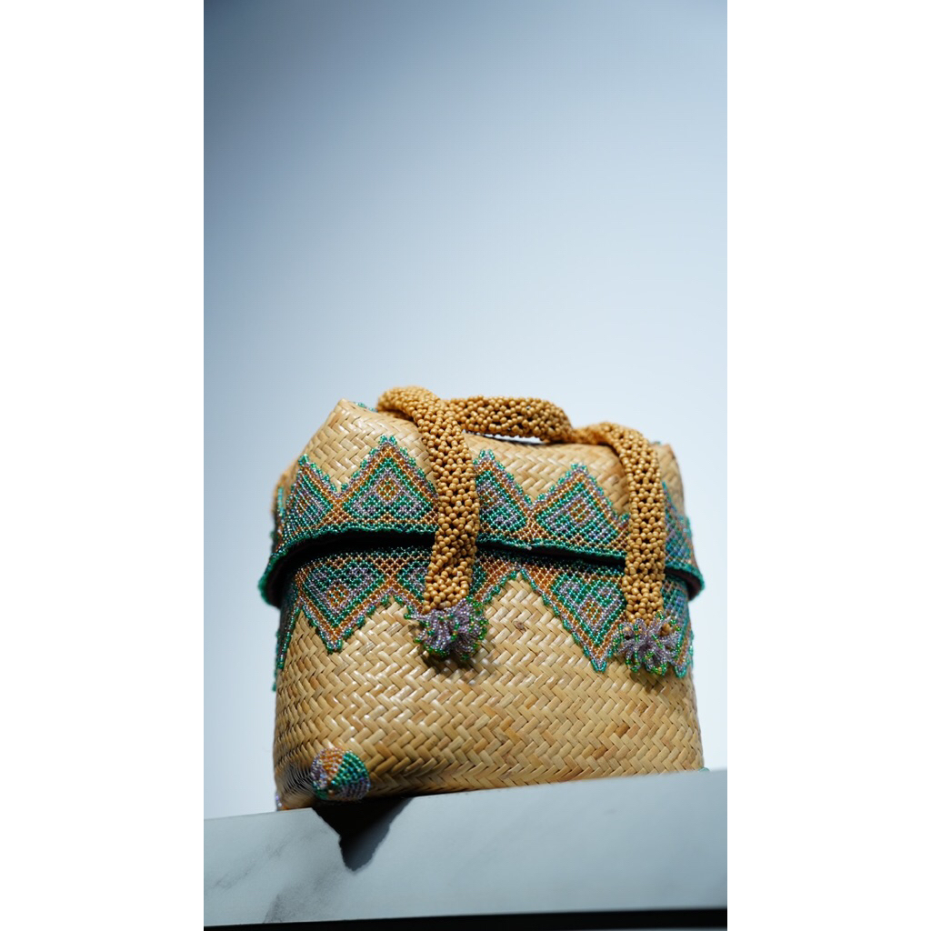 Tas Dayak Kaban Green | Handbag Etnik Kalimantan | Tas Dayak Kalimantan | Tas Rotan Manik Kalimantan