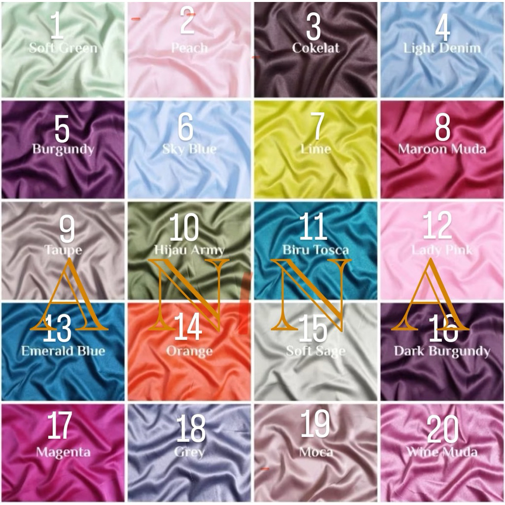 kain satin sateen sutra silky silk armani | harga per 50cm