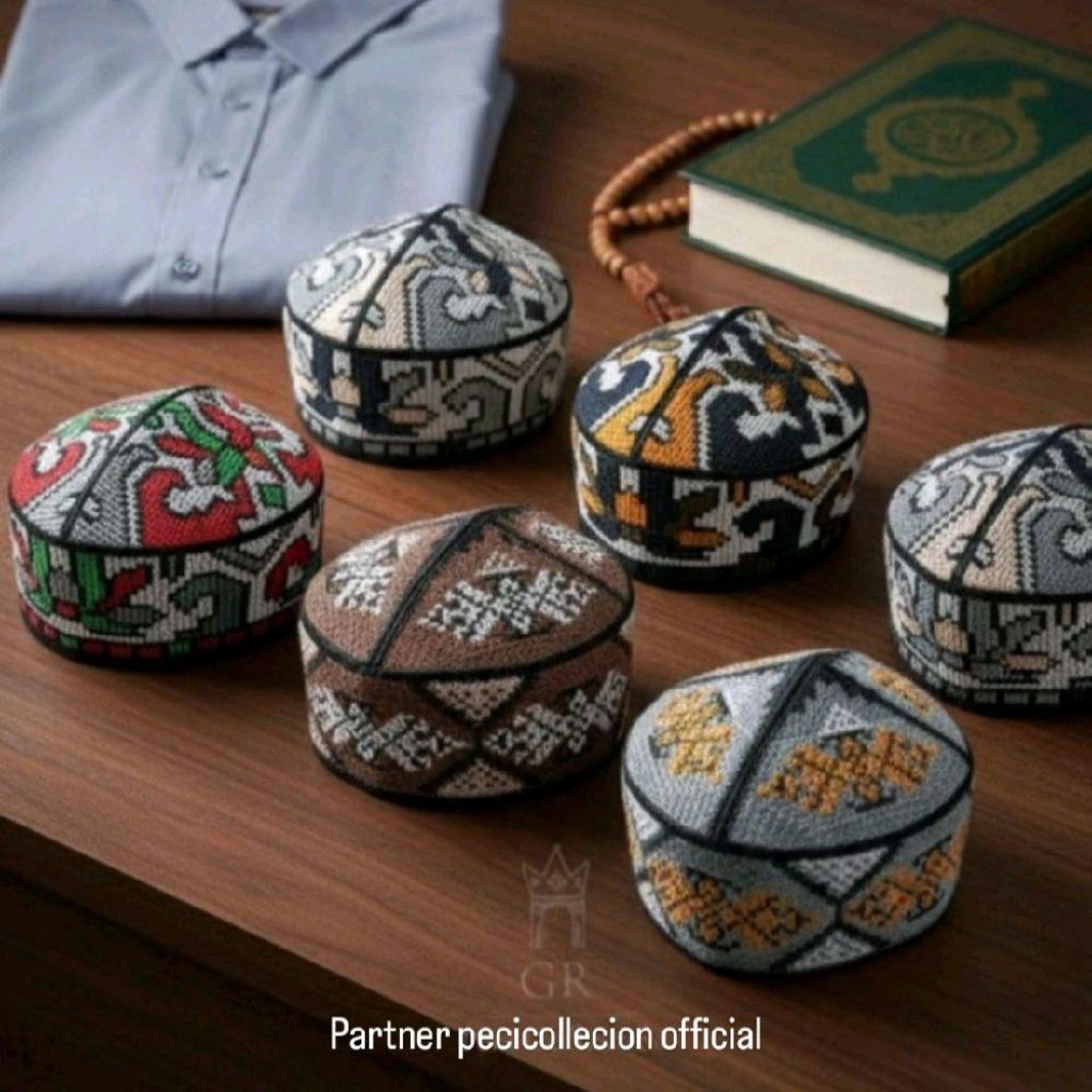 PECI KOPIAH PAKISTAN OVAIS PREMIUM PECI PAKISTAN PECI UZBEKISTAN Bordir Tebal Motif