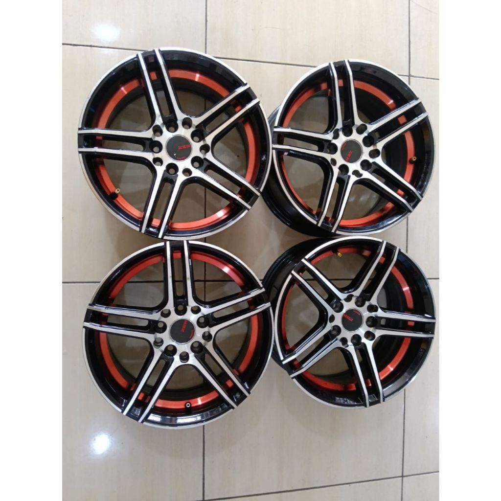 Velg Variasi Murah Pelek Zen Ring 15 Lebar 7 Inch Pcd 5 x 100 / 5 x 114,3 Offset 38 Warna Black Red 